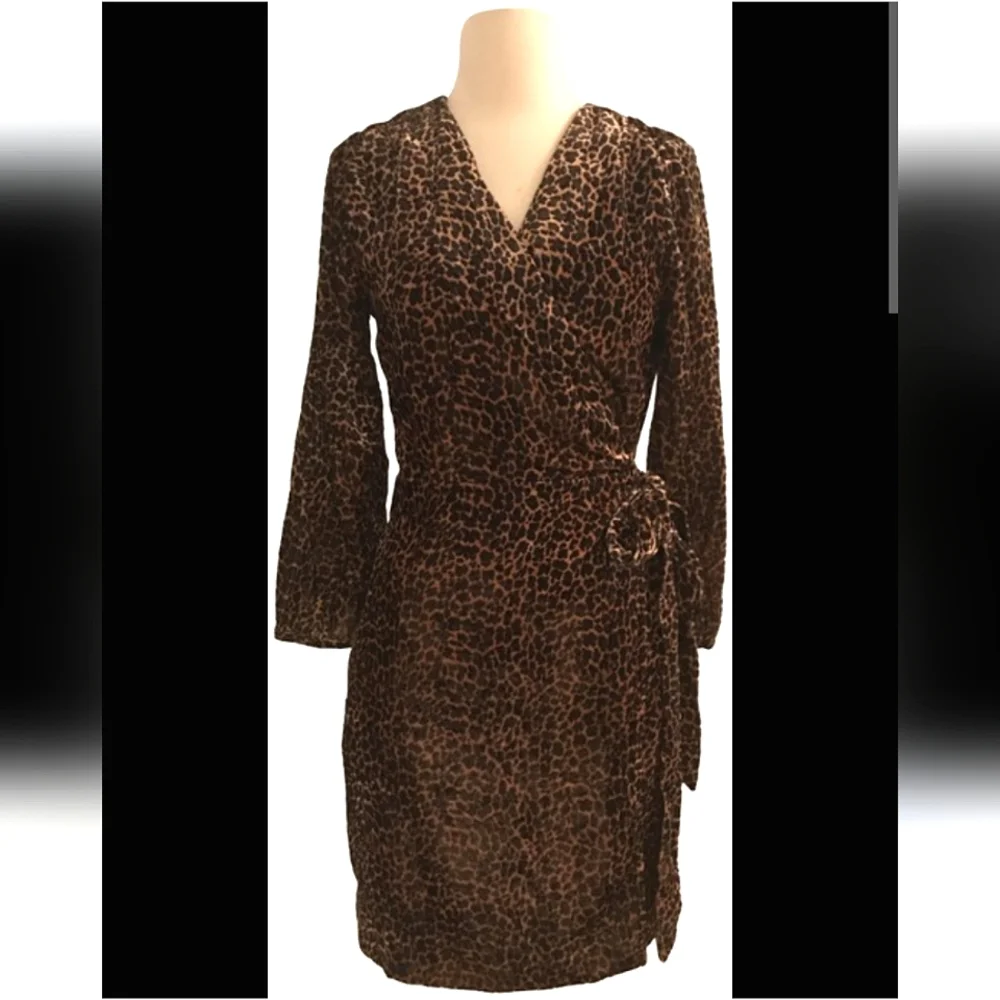 J. Crew Leopard Velvet Wrap Dress NWT